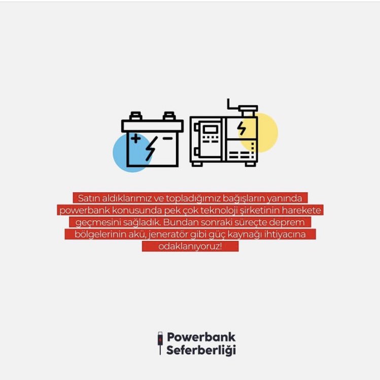 pbseferberlik's tweet photo. Satın aldıklarımız ve topladığımız bağışların yanında powerbank konusunda pek çok teknoloji şirketinin harekete geçmesini sağladık. Bundan sonraki süreçte deprem bölgelerinin akü, jeneratör gibi güç kaynağı ihtiyacına odaklanıyoruz! https://t.co/Zx9pkNJO69
