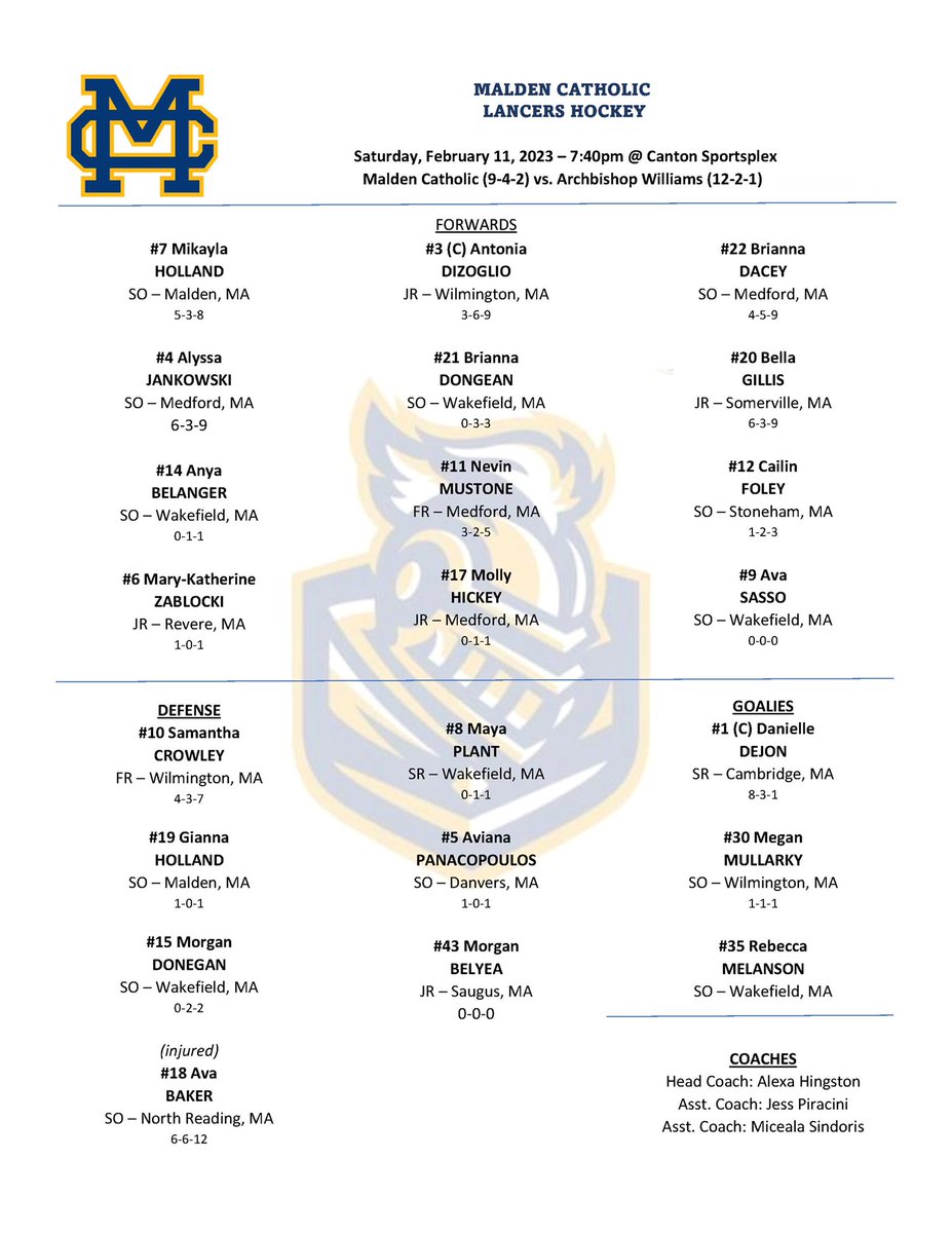 mc_girlshockey's tweet photo. Game Day! Lancers travel to Canton Sportsplex to take on Archbishop Williams. Puck Drop 7:40pm #GoMC https://t.co/OD08qVypSc