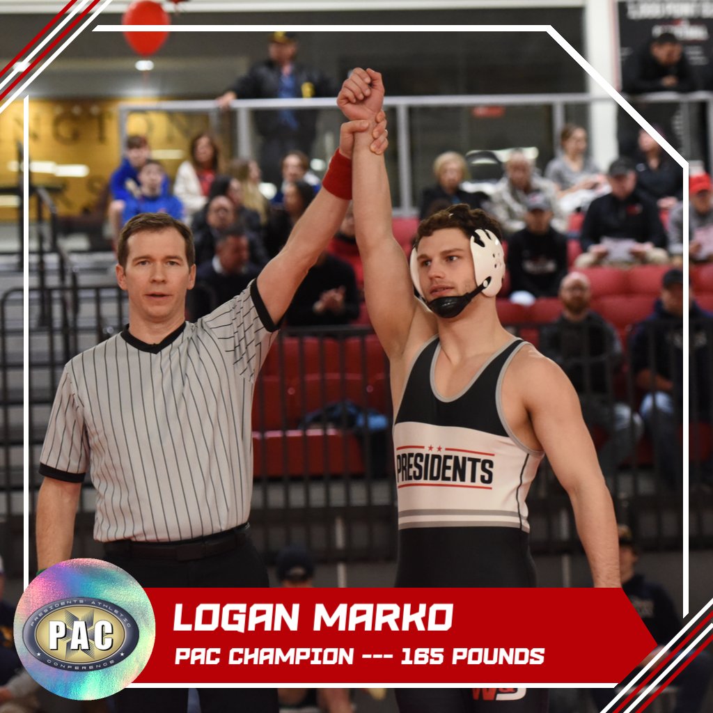 wjathletics's tweet photo. WRESTLING: Your @PAC_Athletics champion at 165 pounds - Logan Marko! #PrezPride @wjwrestling https://t.co/25cROYMsWP
