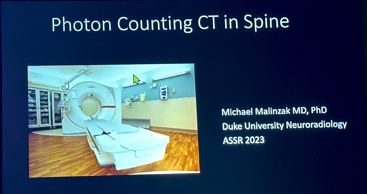 The_ASSR's tweet image. Photon Counting CT in Spine by @MalinzakMichael from @DukeRadiology is next at #ASSR23! So many advances happening in spine imaging! -@JudyGadde #NeuroRad #SpineRad