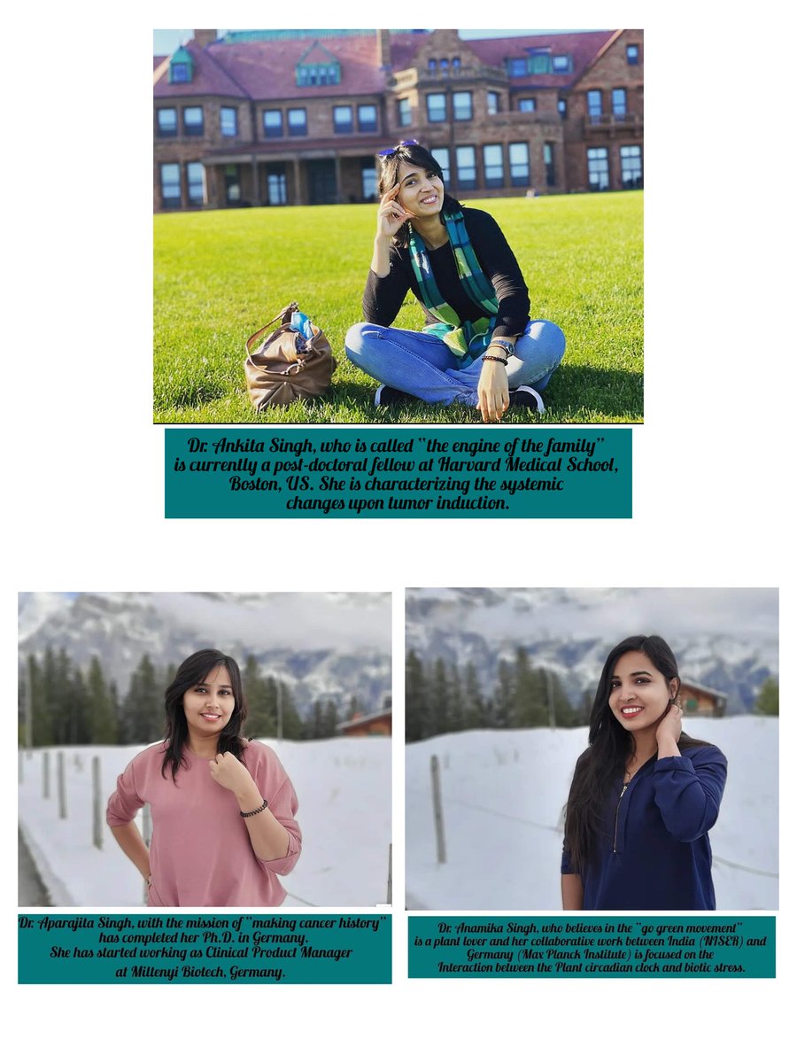 Anamika95241313's tweet photo. This year, I am proudly celebrating #womeninscience2023 with my sisters, Dr. Ankita Singh and Dr. Aparajita Singh. I can confidently say, despite the challenging environment around, our dedication and perseverance has enabled us to get the highest academic degree in Life Sciences https://t.co/QtkplrPrHQ