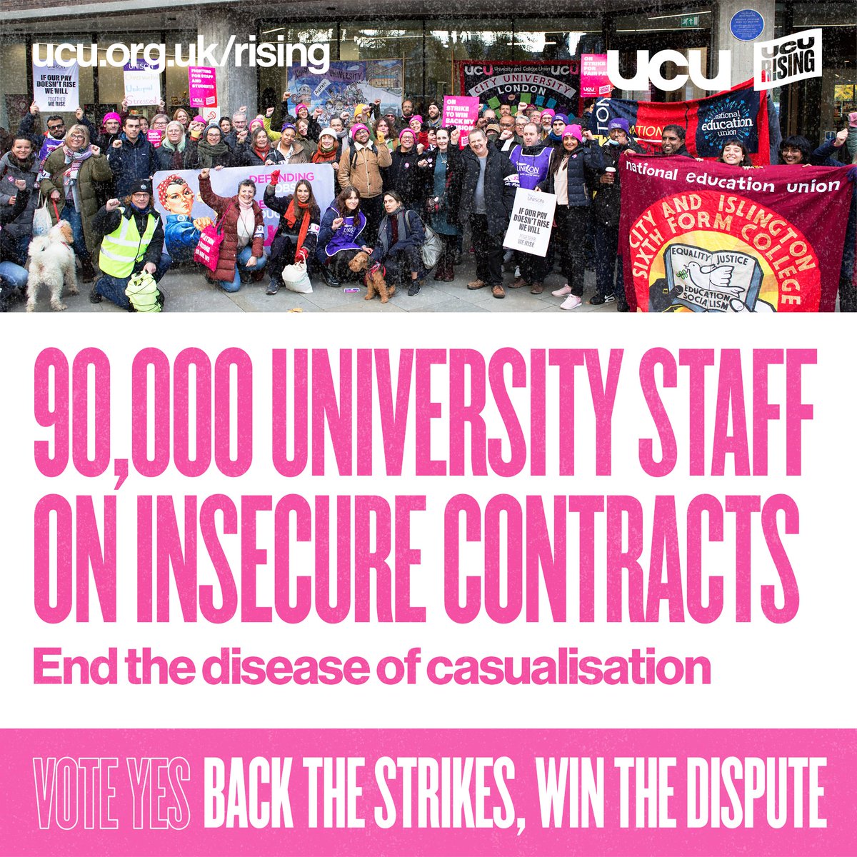 Together, we can end casualisation

Back the talks, back the strikes, back the ballot
#ucuRISING