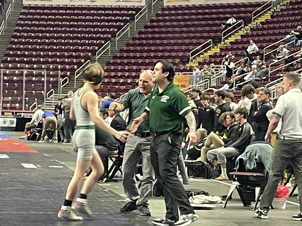Luke Hitchcock wins by Dec at 114 to ice the match. Final score:
Canon MacMillan 31 CD 36. 3rd place in the State. Great job guys.
