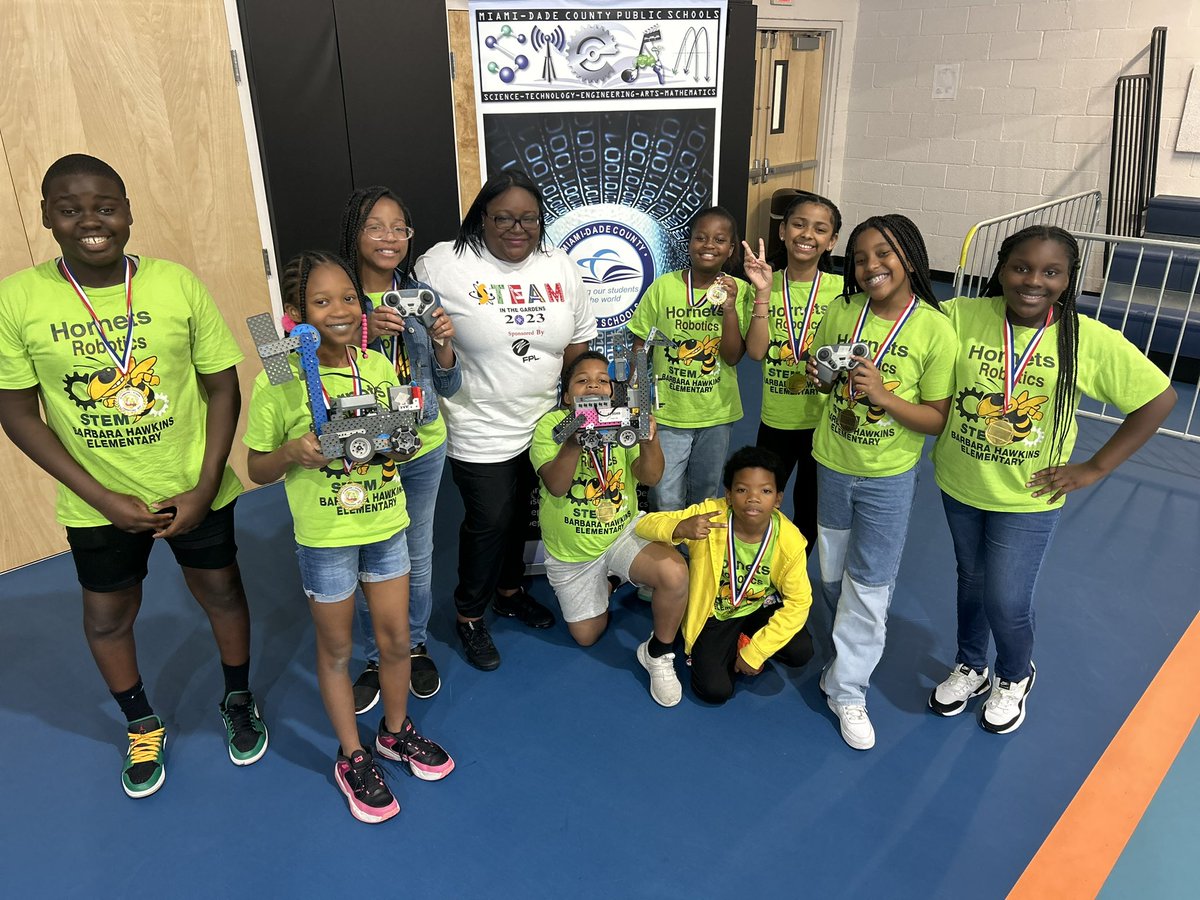 MDCPSRobotics's tweet photo. Thank you 🙏 to the @BHEHornets Family for joining us in today’s STEAM in the Gardens Robotics Tournament for our #MDCPSDigitalNatives in our district @MDCPS! #STEAMTakesAVillage. @MDCPSSTEAM @inst_technology @MDCPSAcademics @STEAMDesignated @CityofMiaGarden https://t.co/QbI8jc0mbH