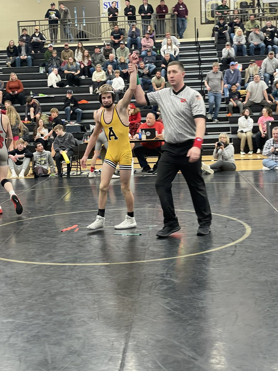 Braxton Hass defeats Harlan’s Jens by pin and is 1st at districts and is STATE BOUND!!!!! Congrats Braxton!!!! <a href="/AtlanticTrojans/">Atlantic Activities</a>
