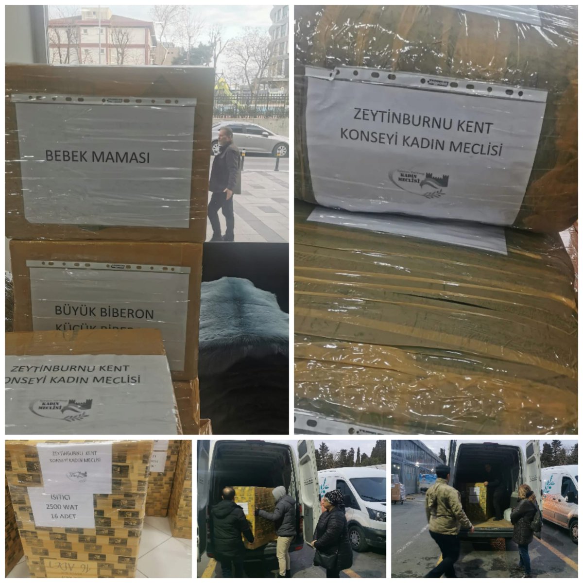 Acımız çok büyük tarif edilemez, Uzmanların Türkiye'nin son 100 yılda yaşadığı en büyük felaketlerden olan ve 10 şehri yıkan deprem için Zeytinburnu Kent Konseyi Kadın Meclisi olarak hazırladığımız kolileri dün akşam tıra yükledik. Dualarımız etkilenen tüm şehirlerimiz için.