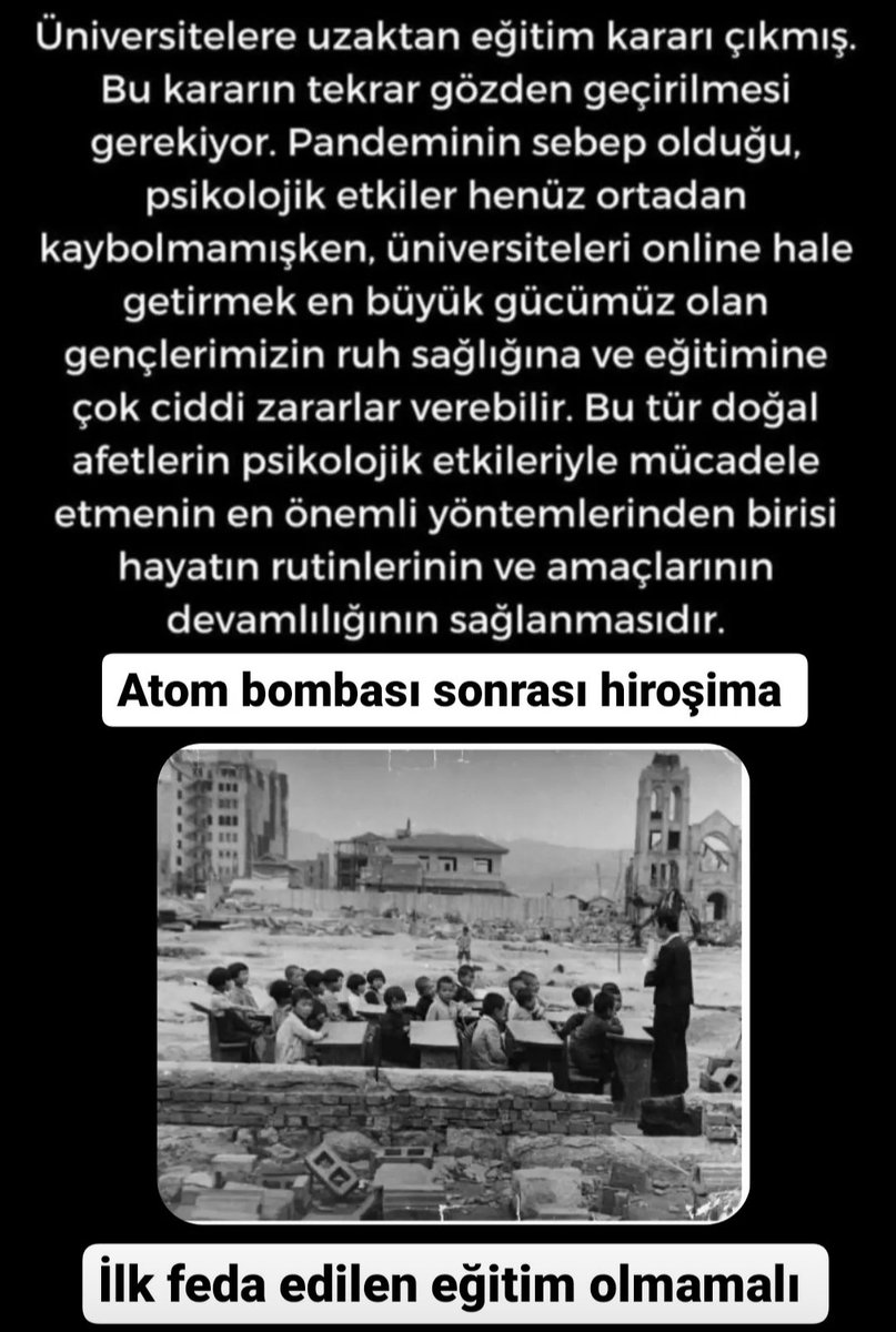İlk feda edilen eğitim olmamalı...
@oygmmeb 
<a href="/tcmeb/">Millî Eğitim Bakanlığı</a> 
@BilsemMeb 
<a href="/meb/">Maria Elena Boschi</a>