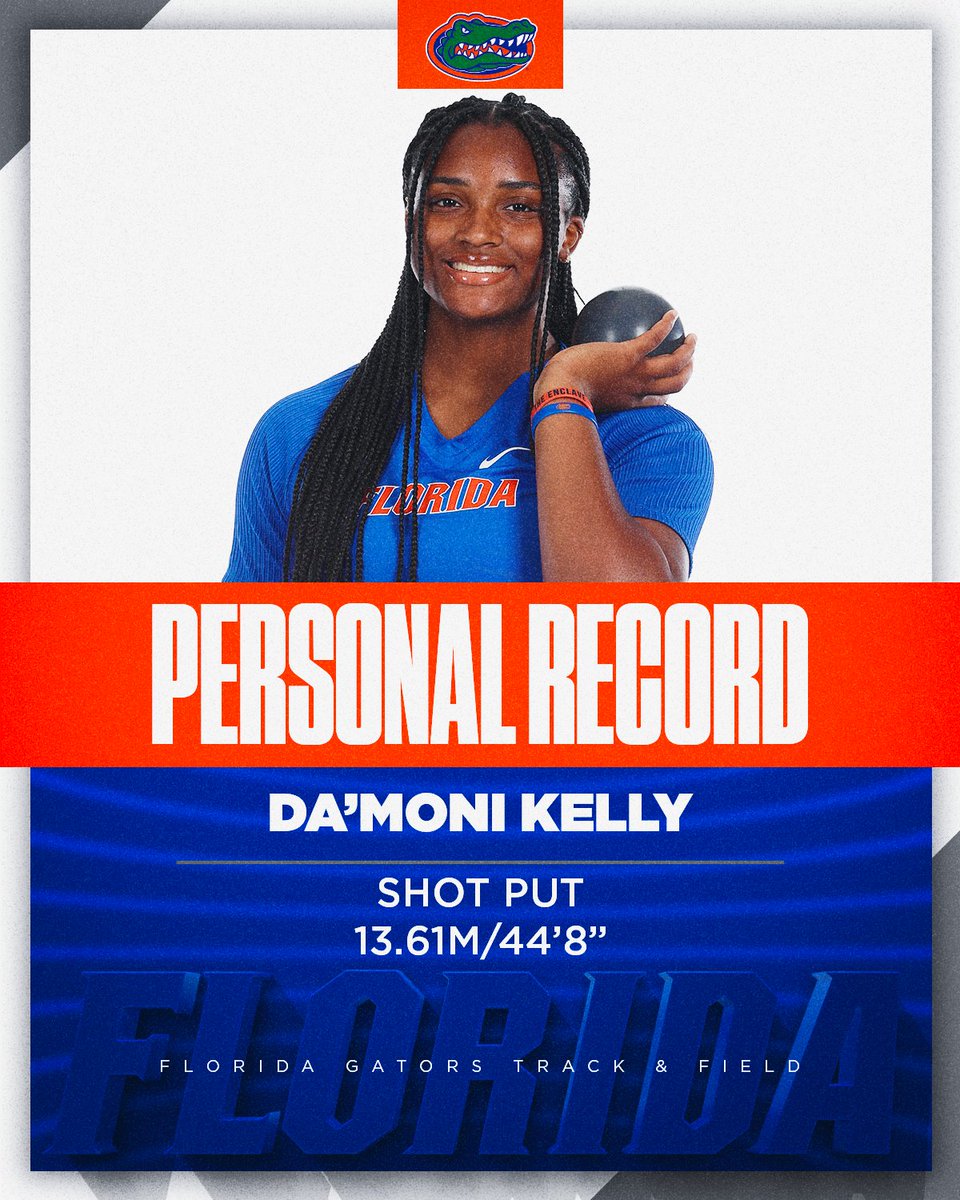 GatorsTF's tweet photo. Another PR for the Gators 😎

This time it's Da'Moni Kelly in the shot put (13.61m/44’8”)

#GoGators 🐊 https://t.co/VDHXl0WP8a