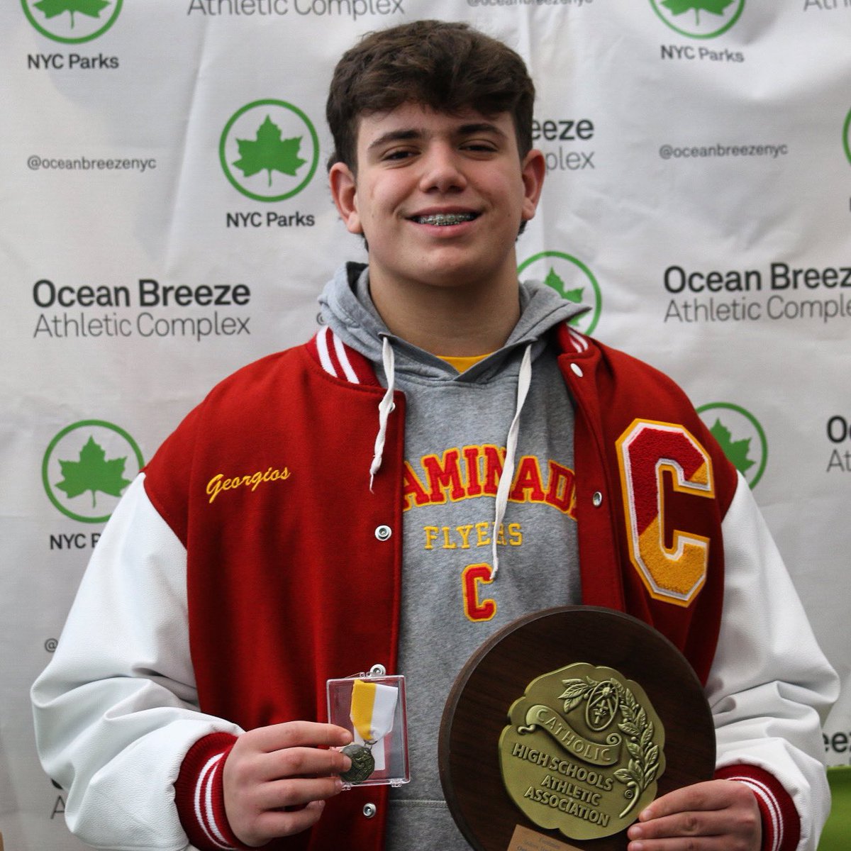 OBTFAC's tweet photo. Georgios Stergiopoulous is the 2023 CHSAA Freshman Intersectional MVP after his throw of 52-7 in the shot put! The throw is a NY # 5 &amp; he is the top-ranking freshman in the nation! https://t.co/Vjsog5W3nW
