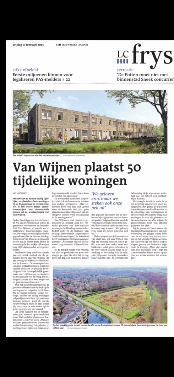 Woningen voor mensen die er om zitten te springen: <a href="/VanWijnenGroep/">Van Wijnen</a> en @heerenveen proberen er samen wat aan te doen! Uit: <a href="/lc_nl/">Leeuwarder Courant</a>