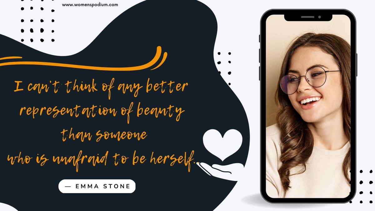 'I can’t think of any better representation of beauty than someone who is unafraid to be herself.' ― Emma Stone
#bebeautiful #bebeauty #beautifulyou #beautifulmind #beautifulsoul #womenspodiumquotes #womenspodium #hearttouchingquotes #motivateyourself #inspiringquotes