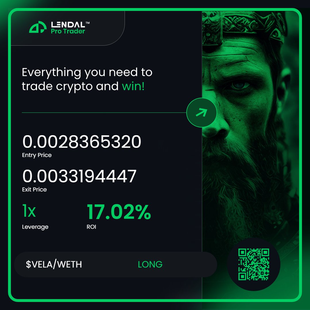 Check out my latest win with <a href="/LendalPro/">LΞNDAL Pro Trader</a> on $VELA/WETH with an ROI of 17.02%. What are you trading with? #WinWithLendal