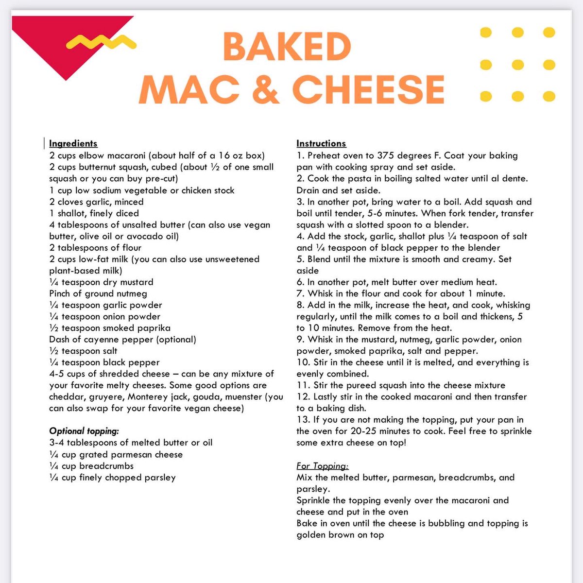 DSTQuAC's tweet photo. Join us for a virtual cooking demonstration on Wednesday February 22nd at 7pm. Our Chef Paloma Jones will be making a healthy spin on a crowd favorite - Mac and Cheese. Swipe for the recipe &amp; get cooking with QuAC! 
👩🏽‍🍳🧑🏾‍🍳🥘
#DSTQuAC 
#CookingWithPaloma
#QuACHealthTaskForce https://t.co/ol4JaF4m3M