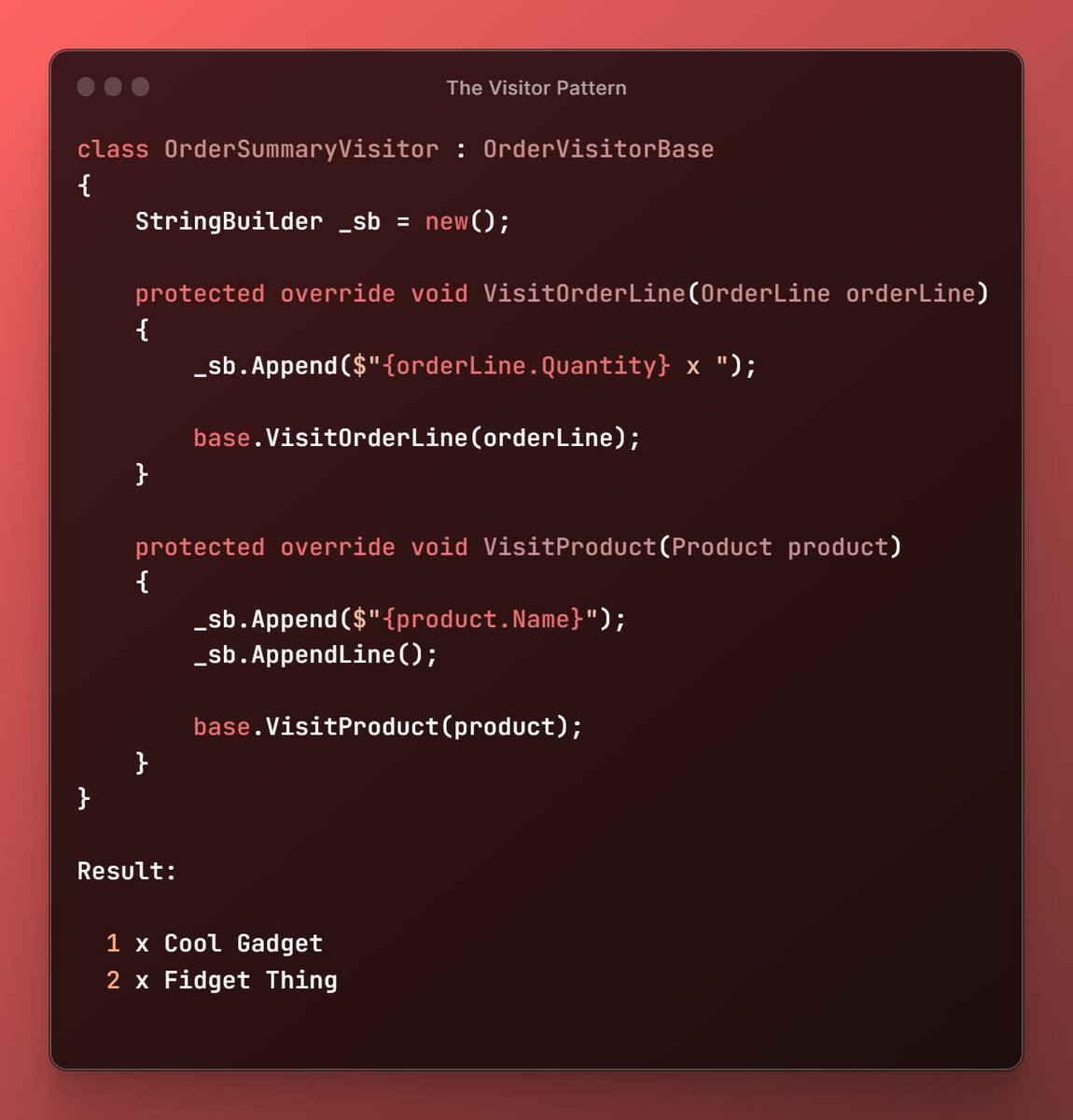 devjj79's tweet image. To process complex 🌴trees🎄 of information, the #VisitorPattern is a smart option. 💪Make powerful concise #code to handle complex data structures! Check out this guide with all the deets!
👍➡️ jjvanzon.github.io/JJs-Reference-…
#csharp #dotnet #programming #designpatterns  #devcommunity