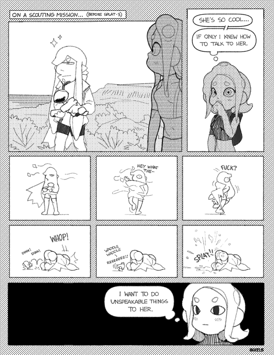 BixelsWixels's tweet photo. On that day, Agent 8's feelings for Agent 3 fundamentally changed (and not for the worse).

#Splatoon3 https://t.co/YIfmNaFJjm