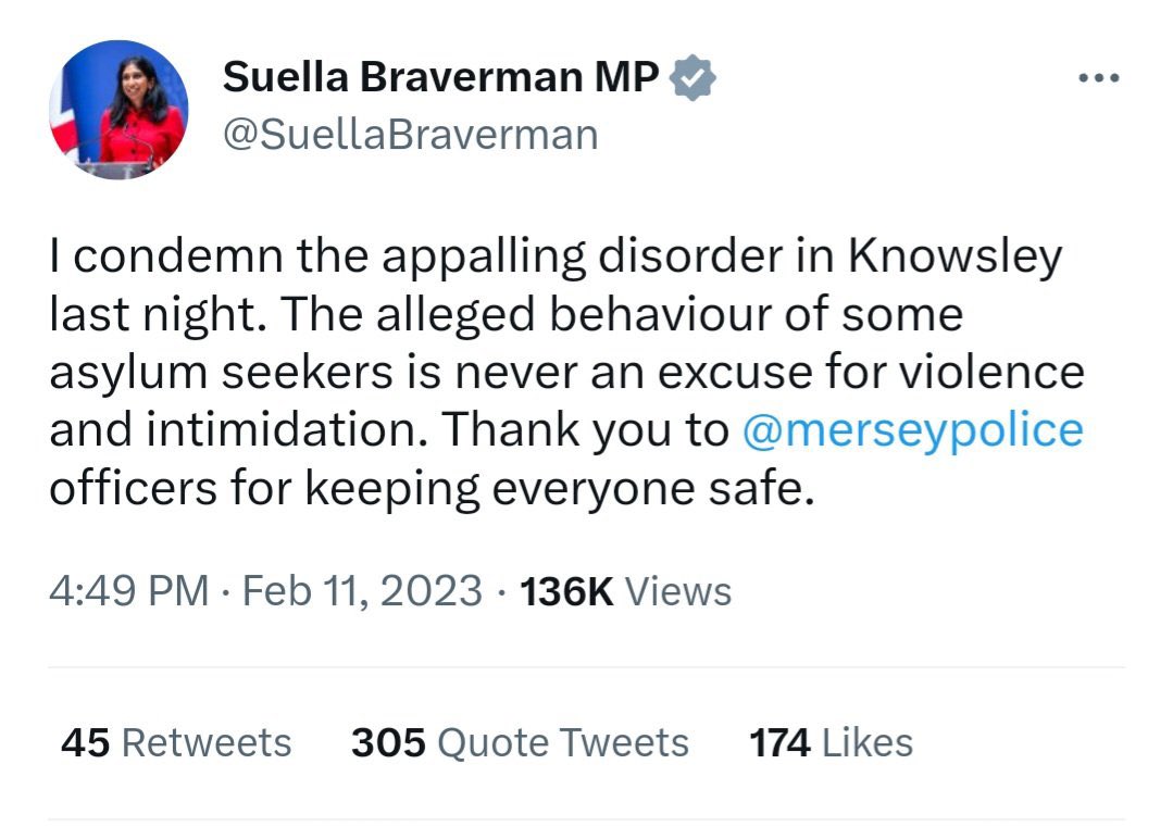 Sorry, but you have used the “alleged behaviour of some asylum seekers” as the rhetorical basis for your entire tenure as Home Secretary. You don’t get to opt out of accountability now.