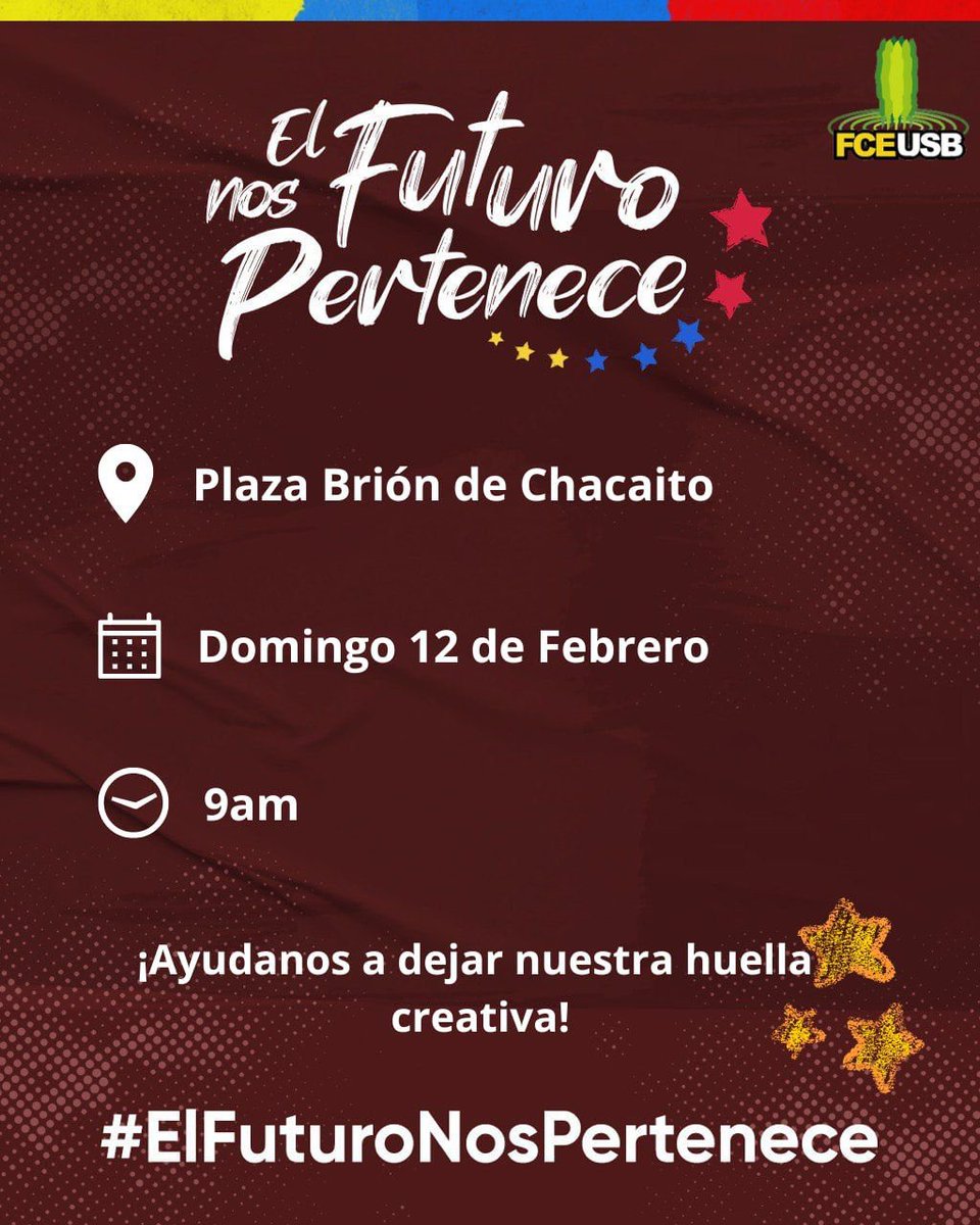 FCEUSB's tweet image. Uesebista: 

Este domingo 12 de Febrero, día de la juventud, nos reencontraremos y acompañaremos al resto de jóvenes del país a conmemorar este día que nos pertenece, dejando a nuestra USB en alto con una huella creativa que nos representa 🖍️🖼️📸 💭🌈