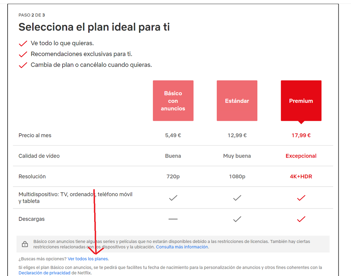 prienU24's tweet photo. Ojo a la jugada definitiva de #Netflix, si te intentas dar de alta, no te sale el plan de 7,99 por defecto, solo  los planes de anuncios o el de 12,99. Hay que ir a un link minimo para buscar mas opciones... https://t.co/OWwd7xpFYF