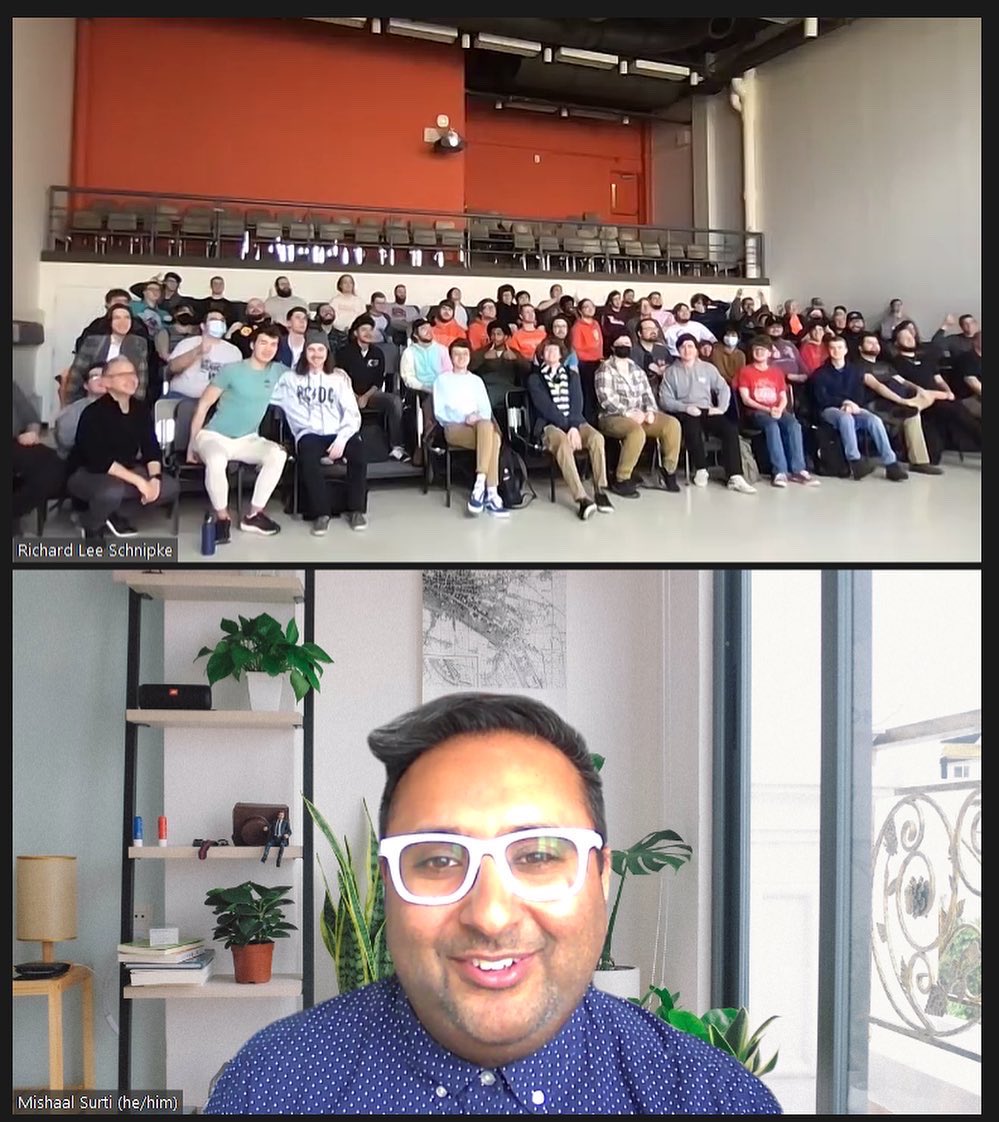 MrSurti's tweet photo. It was an honour to join @BGSUMensChorus to discuss the background of “When Dawn Shines” and hear about the experience and impact it has had on the singers at @BGSUCMA as they prepare to perform at @ACDANational later this month.  #ttbb #canadianchoralmusic https://t.co/IxW3RmRbXZ