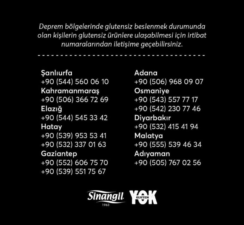 FormulaTurkiye's tweet photo. ‼️ Deprem bölgelerindeki çölyak hastaları, glutensiz ürün temini için aşağıdaki numaraları arayabilir. https://t.co/zqWGPHKogH