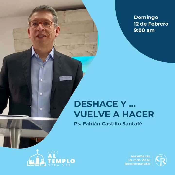 CasaRocaMzl's tweet photo. Poder ver el cuadro de nuestra vida.
| Servicio Domingo | 😲 “Deshace y vuelve a hacer” 12 Febrero 2023 | Ps. Fabián Castillo S.
#2023altemplootravez #CasaRocanopara #manizales #interespersonal #destino #moldear #obediencia #vida #maravilla https://t.co/KtfNkTvapM