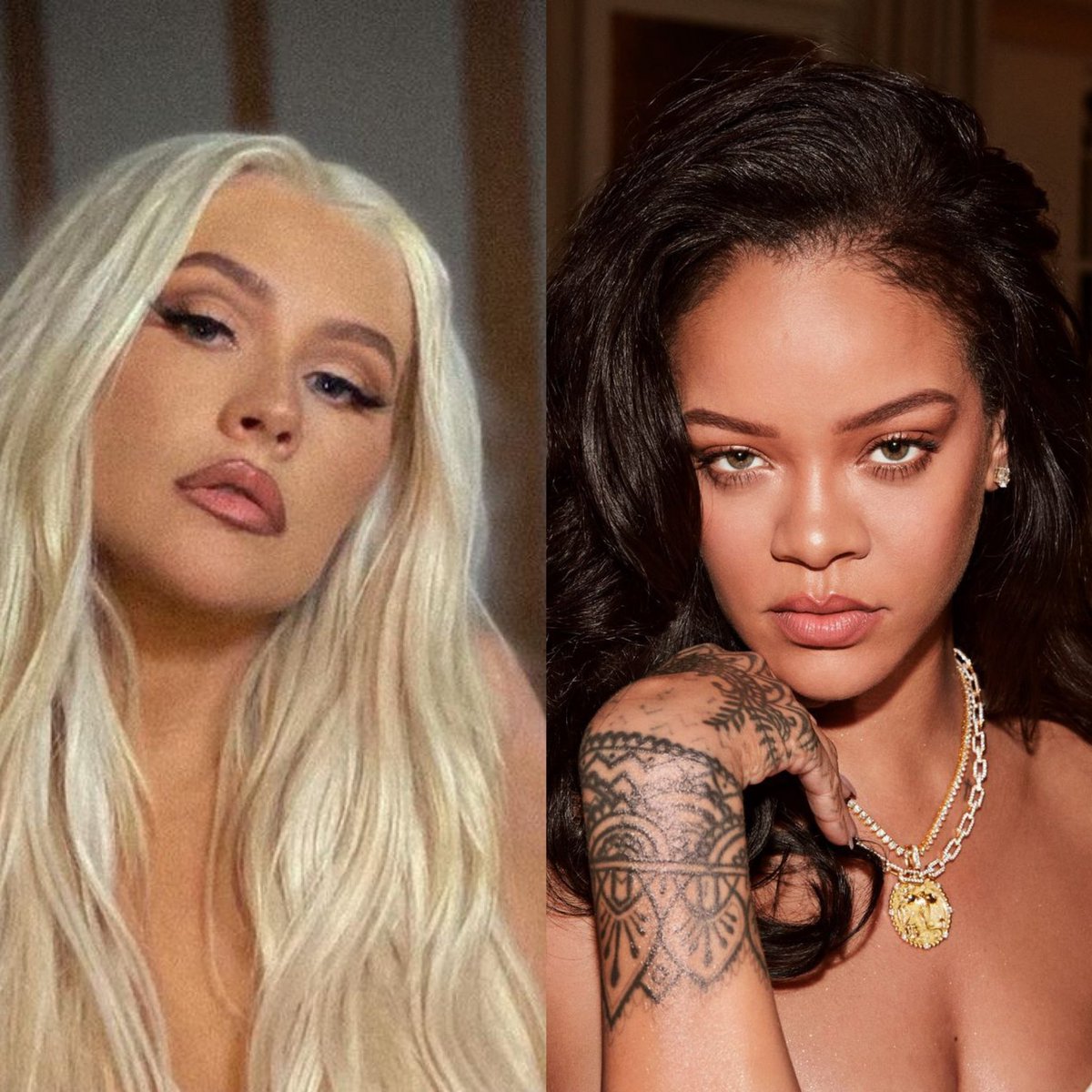 BuzzingPop's tweet photo. Christina Aguilera reveals she wants to hear Rihanna perform “B*tch Better Have My Money” at tomorrow’s #SuperBowl halftime show. https://t.co/s25yNkEuir