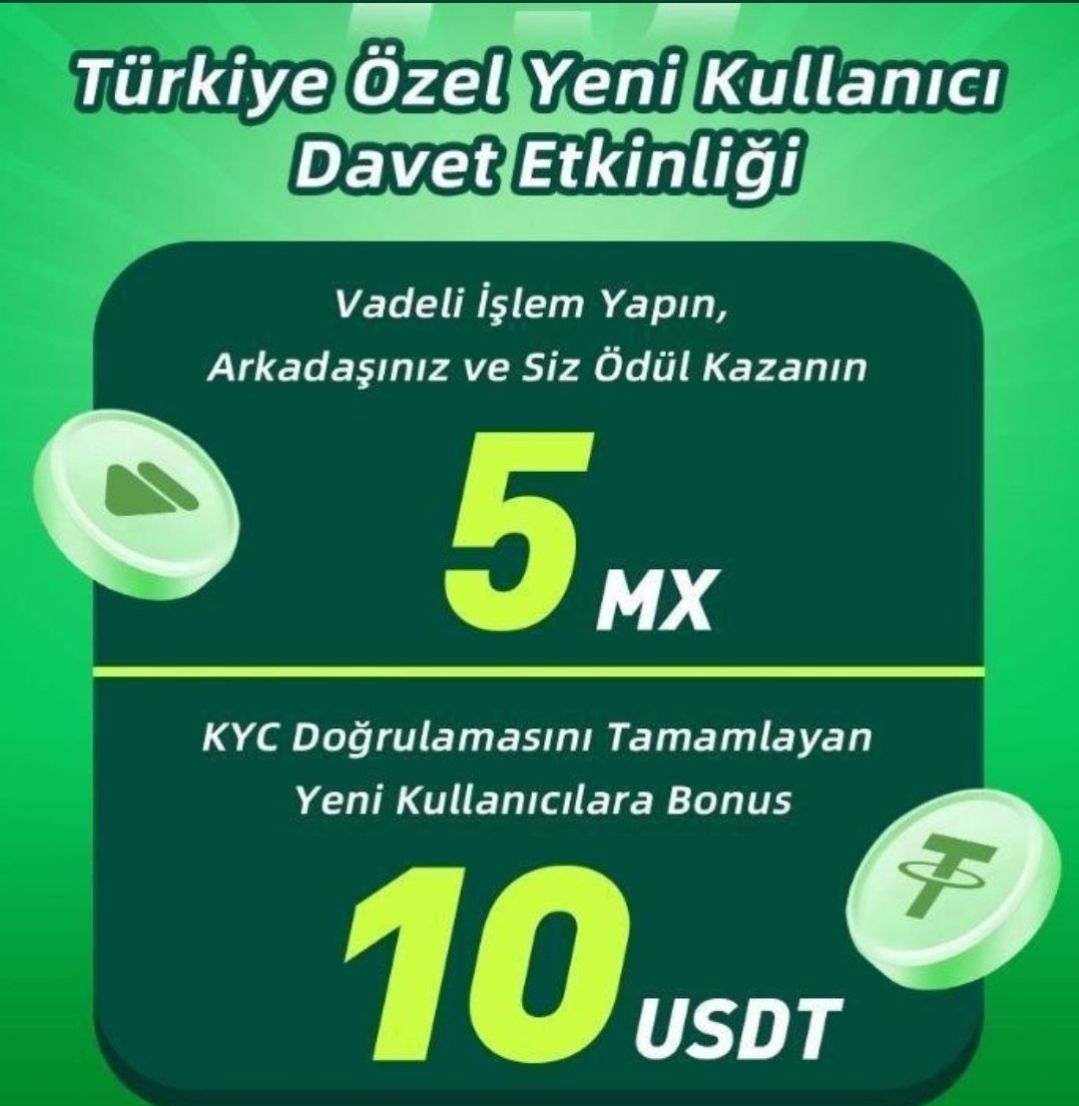 MEXC BORSASI 10 $ + 5 MX TOKEN 
ÖDÜL VERİYOR
🎁KYC YAP 10$ KAZAN 
🎁5000$ HACİM YAP 5 MX TOKEN KAZAN
Linkten üye olabilirsiniz 👇
mexc.com/register?invit…