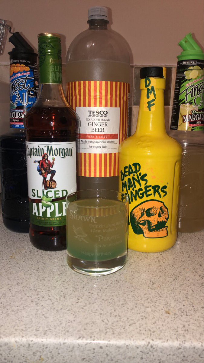 fergenht's tweet photo. @SeaOfThieves inspired cocktail for tonight. Quite a refreshing taste, quite tropical but the ginger beer gives it a zing - any name ideas? I was thinking like a Golden Sands maybe💀 https://t.co/ucBlvgjYQM