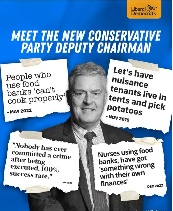 Lib Dems are trolling Lee Anderson with his own words to influence the Tory vote
#ToriesOut219 #SunakOut110 #GeneralElectionNow 
#EnoughlsEnough #StrongerTogether