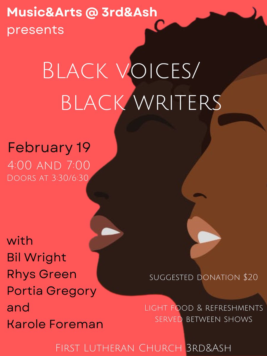 BilTsega's tweet photo. 2/19 Staged Reading of black classic and contemporary writers. For further info: https://t.co/wV16BY0AuB (Events Page) Suggested donation   but pay what you can.  perfs. 4:00 and 7:00 #sandiego #blackwriterssd #Uniontribune #poets #blackwriters #lgbtsandiego #sandiegotheater https://t.co/9NNTxqZRho