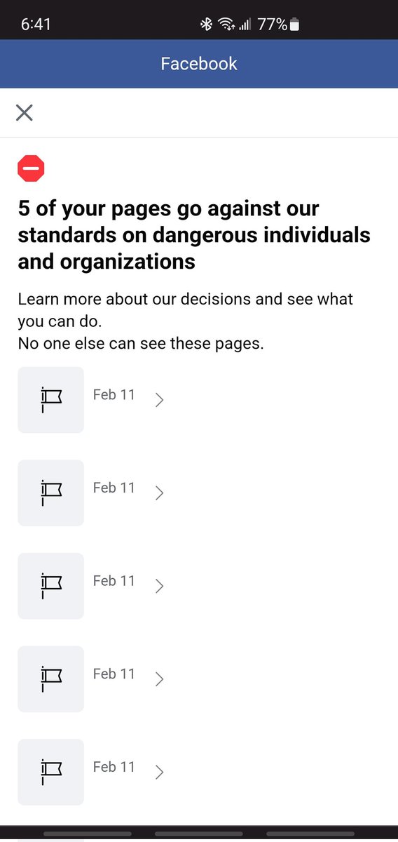 WhyteLyte's tweet photo. @facebook @fbsecurity why, as of 4:30 this morning was I locked out of my account, with possibility of permanent deletion... *Without warning,* for what appears to be 'supporting/aiding terrorism'

The other pages are harmless, inactive, nonsense I created over the years https://t.co/npRaLFXiKW