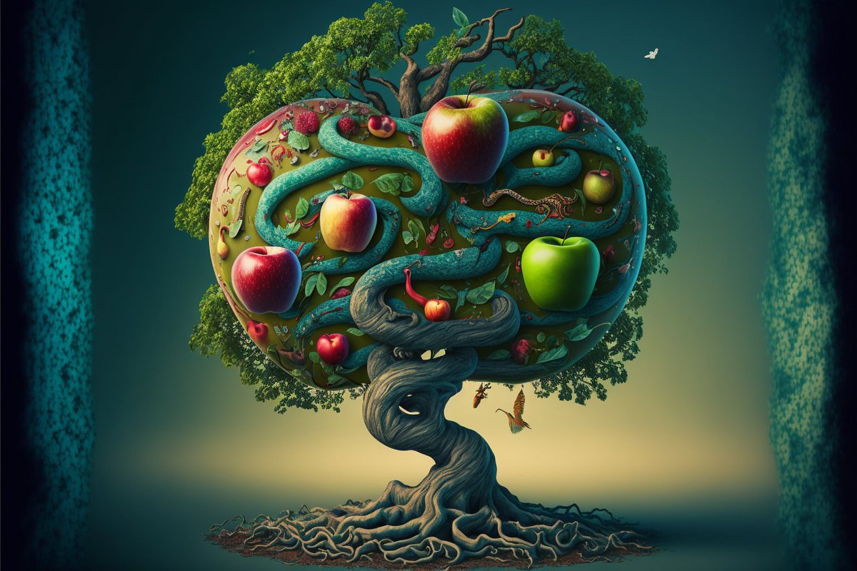 aiartbysurya's tweet photo. The Apple Tree from the Garden of Eden : Surrealistic Art

#surreal #surrealism #apple #eden #gardenofeden #christinaity #religion #christianart #midjourney #midjourneyart https://t.co/TKNdH2GUWx