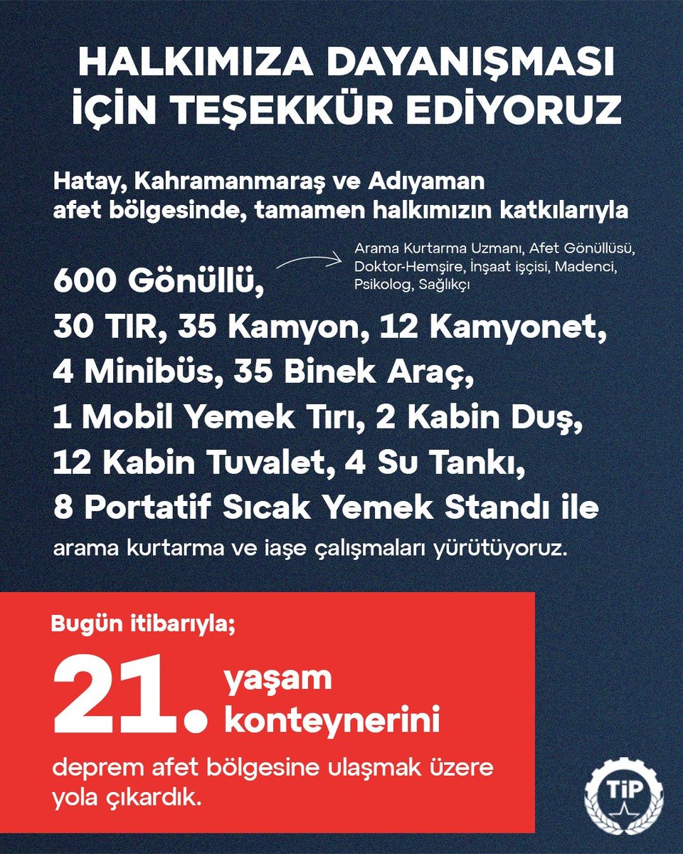 Halkımız kendi yaralarını sarıyor, iktidarın unuttuğu deprem afet bölgelerinde dayanışmayla yaşama tutunuyor.

Afet bölgesinde çalışmalarımız tüm hızıyla sürüyor. Halkımızı yalnız ve çaresiz bırakmayacağız.