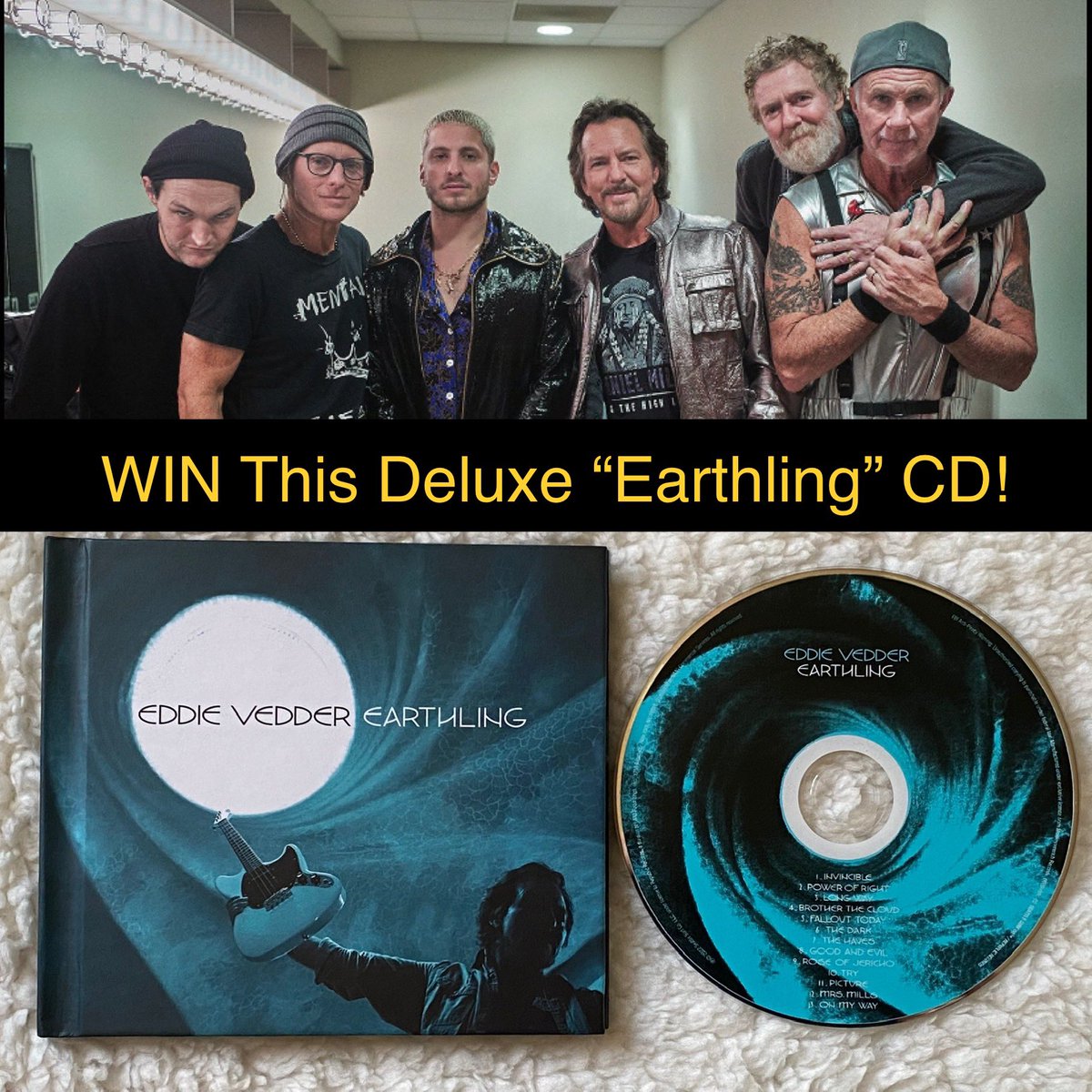 Eye0pener's tweet photo. Happy Anniversary to the @eddievedder “Earthling” album, with Josh Klinghoffer, @thisiswatt @RHCPchad &amp; more! 

To celebrate, we’re giving away a Deluxe CD copy of the album, which includes photos by @Danny_Clinch !

1/3
#joshklinghoffer #pluralone @Pluralone1 @orgmusiclabel https://t.co/pf6LwPDnSv