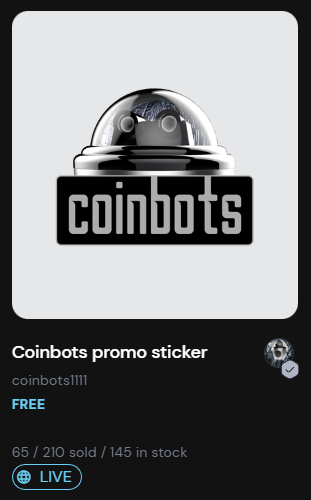 CoinbotNFTs's tweet photo. Reminder... the #coinbotNFTs promo sticker is free on @neftyblocks. Visit the drops page at https://t.co/e0rr35L5RN to claim one. 

#WAXP #WAXNFT #FreeNFT #FreeMint https://t.co/G93HylFCsI