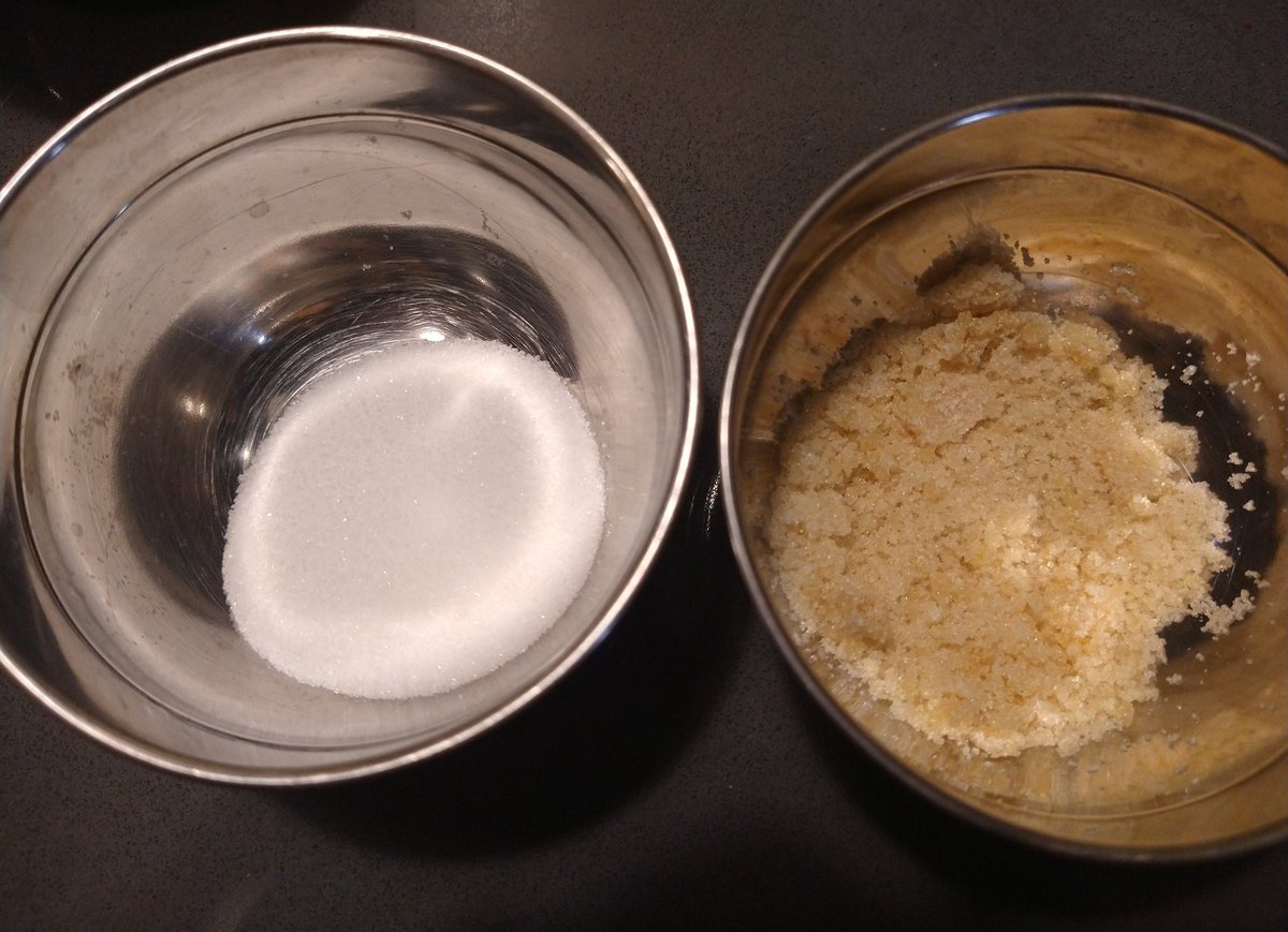 MmmmPie's tweet photo. What happens when you toast sugar instead of caramelize it? It becomes a 1:1 replacement for white granulated sugar, but with a deeper flavor and less sweetness! https://t.co/ROkKo1KaRx