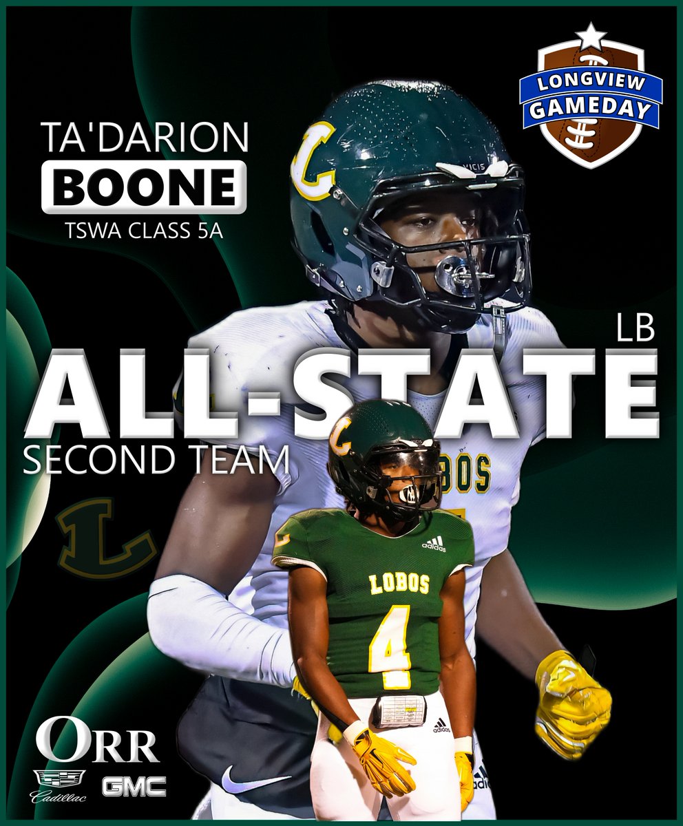 ETX_Gameday's tweet photo. 4 Lobos were named 2nd Team All-State  by the TSWA!

Congratulations @WillieNelson6x , @BillySMlTH99
, @taylortatum06  and @TaDarionBoone ! https://t.co/RgxjGsqE3G