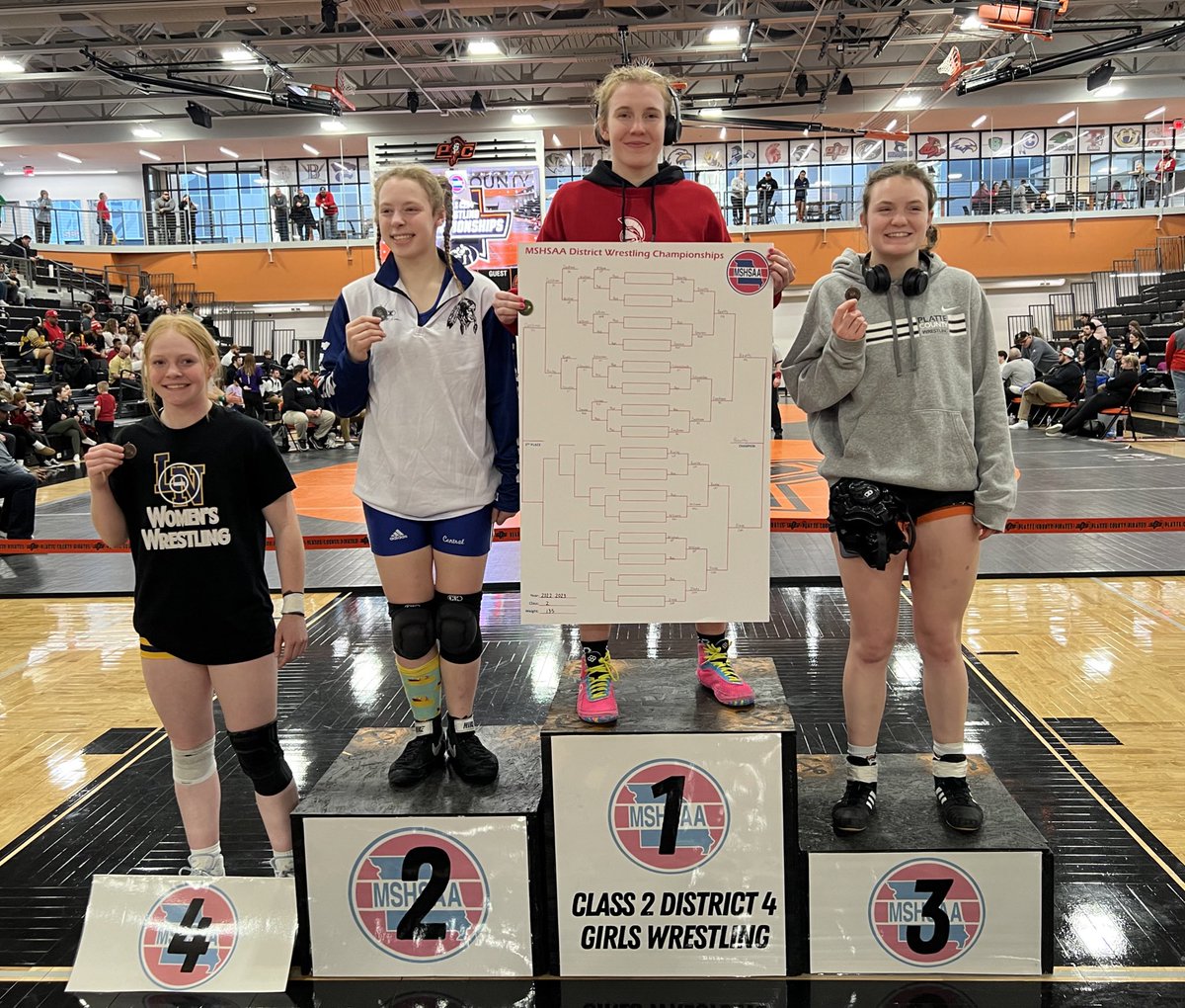 🤼‍♀️ <a href="/MSHSAAOrg/">MSHSAA</a> Girls Class 2️⃣ District 4️⃣ Wrestling State Qualifiers 

135#

🥇 - Rylin Beatty, <a href="/ParkHillWrestle/">Park Hill Wrestling</a> 
🥈 - Ashley Slade, <a href="/CHS_Indians/">St. Joe Central HS</a>
🥉 - Giada Cucchiara, <a href="/PCWRESTLE/">Platte Co. Wrestling</a> 
🏅 - Alexis Rusley, <a href="/LNEagleWWrestle/">Liberty North Women’s Wrestling</a>