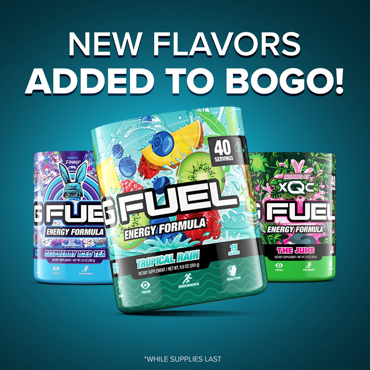 GFuelEnergy's tweet image. 💜 💬 "𝗟𝗶𝗸𝗲 + 𝗥𝗧 + 𝗖𝗼𝗺𝗺𝗲𝗻𝘁 𝘆𝗼𝘂𝗿 𝗳𝗮𝘃 𝗚 𝗙𝗨𝗘𝗟 𝗧𝘂𝗯 𝗳𝗹𝗮𝘃𝗼𝗿" to win a #GFUEL TUB of your choice!

😤 Picking 2 winners tomorrow bc we just added 8 MORE FLAVORS to our BOGO SALE!!!

🛍️ 𝗦𝗛𝗢𝗣 𝗕𝗢𝗚𝗢: GFUEL.ly/big-game-bogo-…