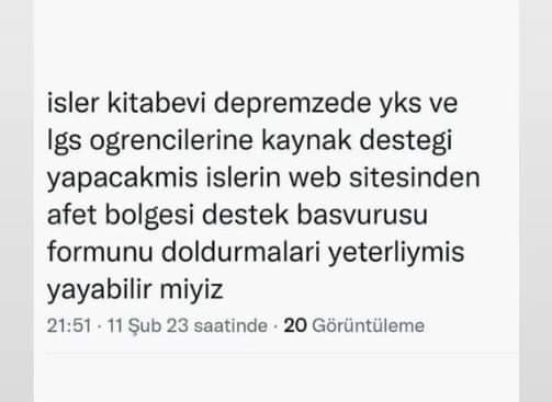 ÜSTÜNE DEPREMZEDE OLAN YKS ÖGRENCİLERİNE KAYNAK DESTEGİ🆘🚨‼️‼️