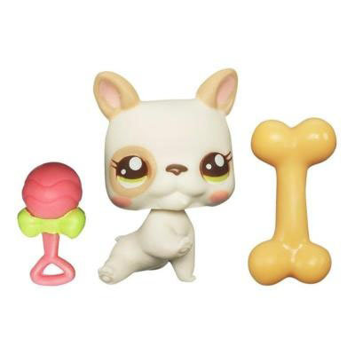 ♡ LPS 2554 - White and Beige Bulldog Puppy - Baby Pets