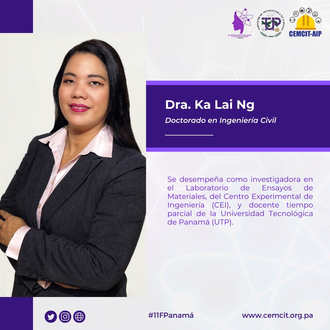 CemcitAip's tweet photo. La Dra. Ka Lai Ng es investigadora del Laboratorio de Ensayos de Materiales del @Utp_CEI y docente de @utppanama. 

#CemcitAip #11FPanamá #MujeresEnCiencia #WomenInScience #Panamá https://t.co/MO63IdHeG3