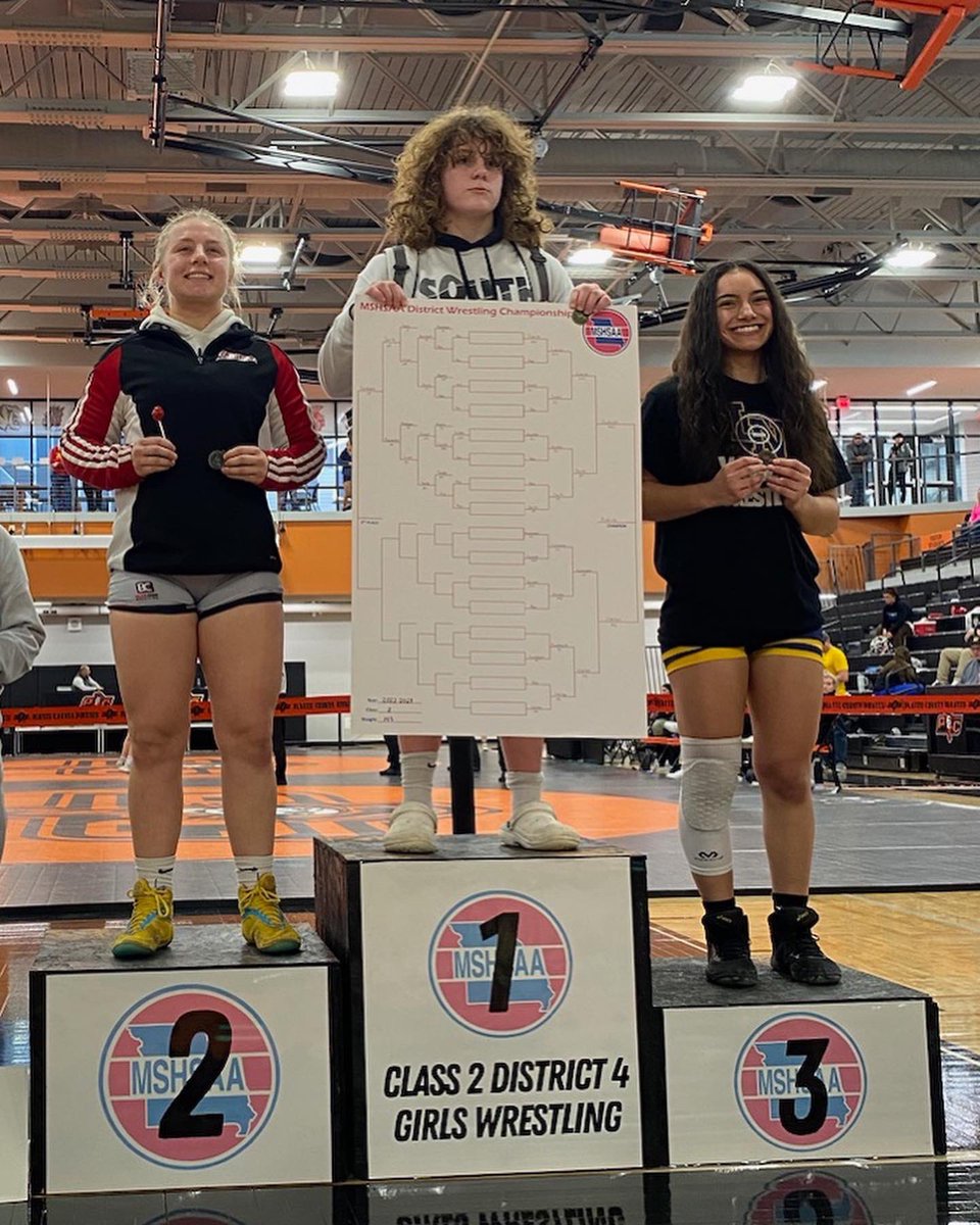 ParkHillSouthHS's tweet image. Congratulations to our Lady Panthers that qualified for State after competing in the Wrestling Class 2 District 4 Championship. 1st place and District Champ - Maddie. 2nd place and District Runner-Up - Aniya. 3rd place - Mylee. 
Great job ladies. 
#25yearsPHS