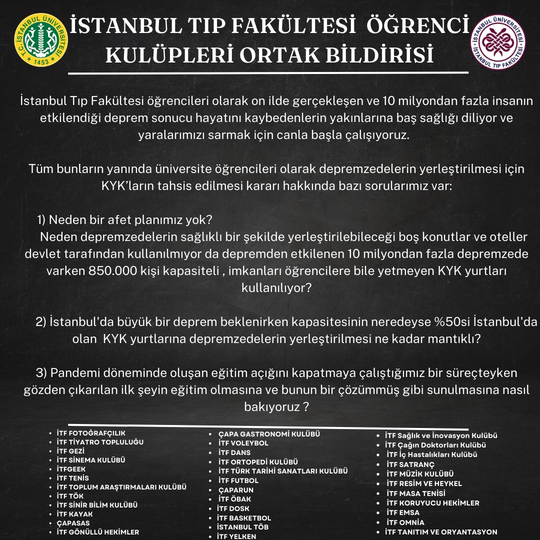 İstanbul Tıp Fakültesi Öğrencileri olarak bildirimizdir!
<a href="/YuksekogretimK/">Yükseköğretim Kurulu (YÖK)</a>