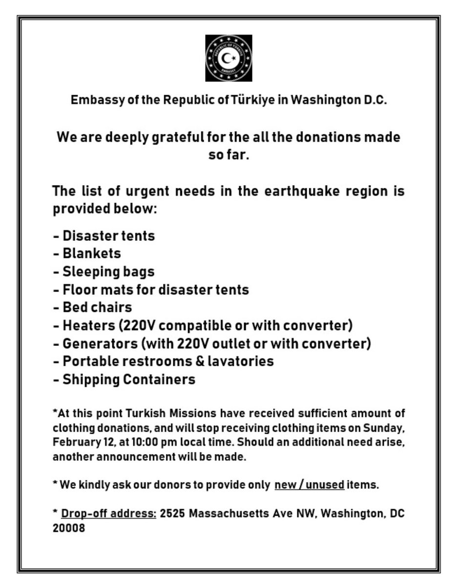 ANNOUNCEMENT 📢
The updated list of urgent needs are provided below.