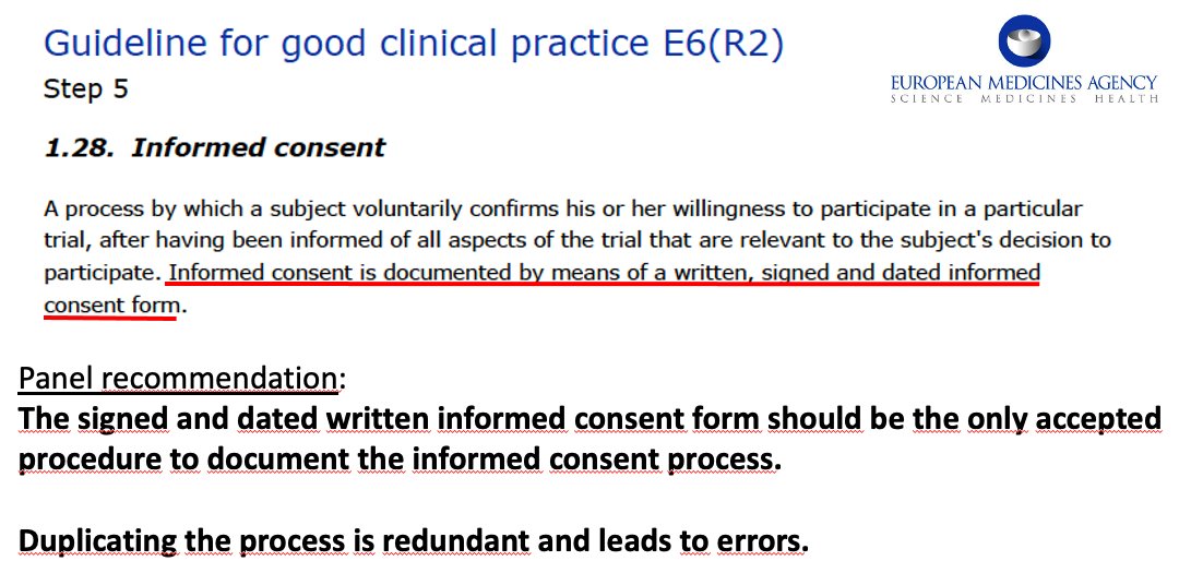 JlgraciaMD's tweet photo. 6/ Informed consent is documented by a written, signed and dated form (GCP 1.28)
Duplicating the process in the medical records is redundant, leads to errors and is noncompliant with GCP because they are not signed by patients
#StreamlineClinicalResearch
https://t.co/IJZLyIrJAv https://t.co/2JHKwVosJi