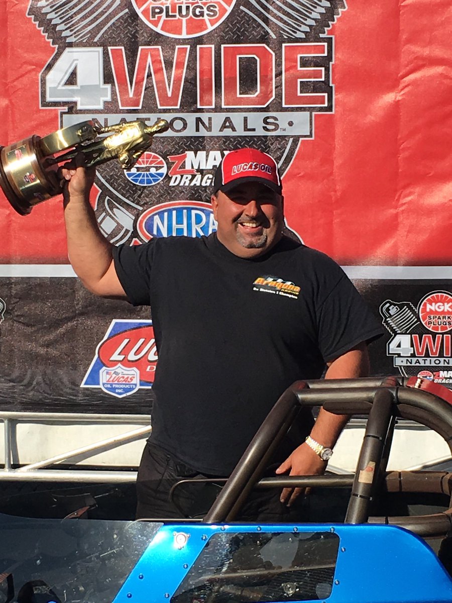 shawnfricke's tweet photo. Frank Aragona Jr, gone too soon! Our hearts are broken for Frankie’s family. One of the best to ever play the @NHRA Competition Eliminator game. A true Champion on and off the track. His very presence made you want to be a better person. R.I.P. my friend, see ya next round! 😢💙 https://t.co/a6ib8pd3u3