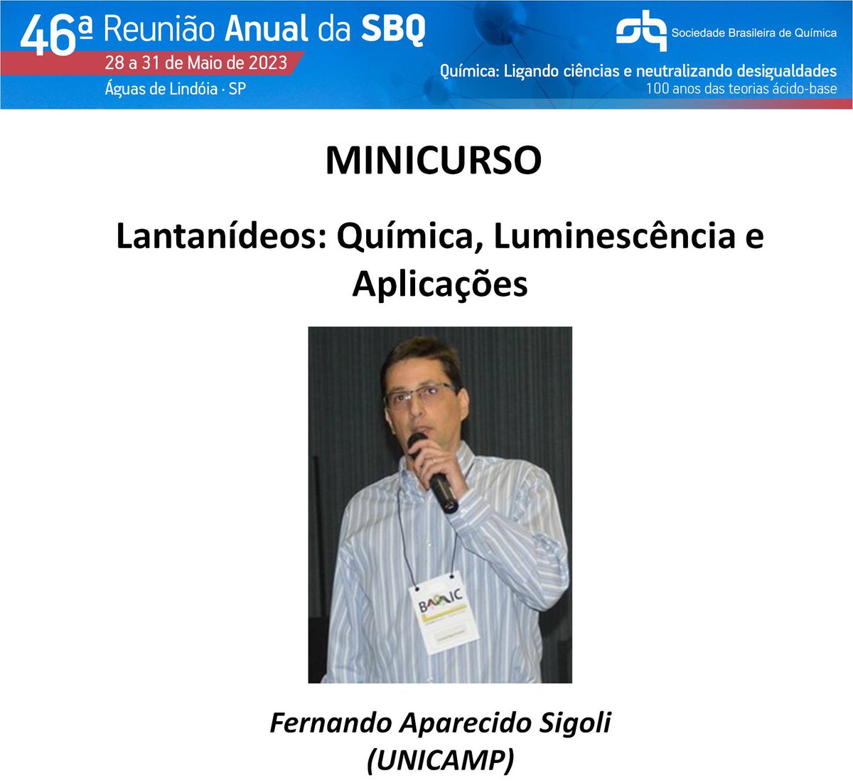 sbquimica's tweet photo. A 46a Reunião Anual da SBQ ocorrerá entre os dias 28 e 31 de maio deste ano. Confira nossos Minicursos.
Lembrando que o prazo para inscrições com desconto vai até 12/02/2023. Não deixe para última hora!
Saiba mais em https://t.co/QD2CbBFACB
#Química #46RASBQ #Chemistry https://t.co/x3DKN0klFQ