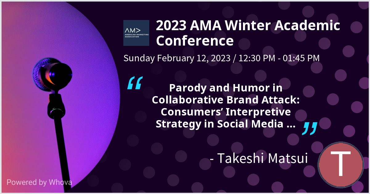 matsu_take's tweet photo. I am speaking at 2023 AMA Winter Academic Conference. Please check out my talk if you're attending #WinterAMA via #Whova event app This work is co-authored w/ my PhD student Shunta, my colleague ⁦⁦⁦@takumitagashira⁩, and twitterer/data scientist ⁦@harayasushi⁩ https://t.co/tJuQiAQTaQ