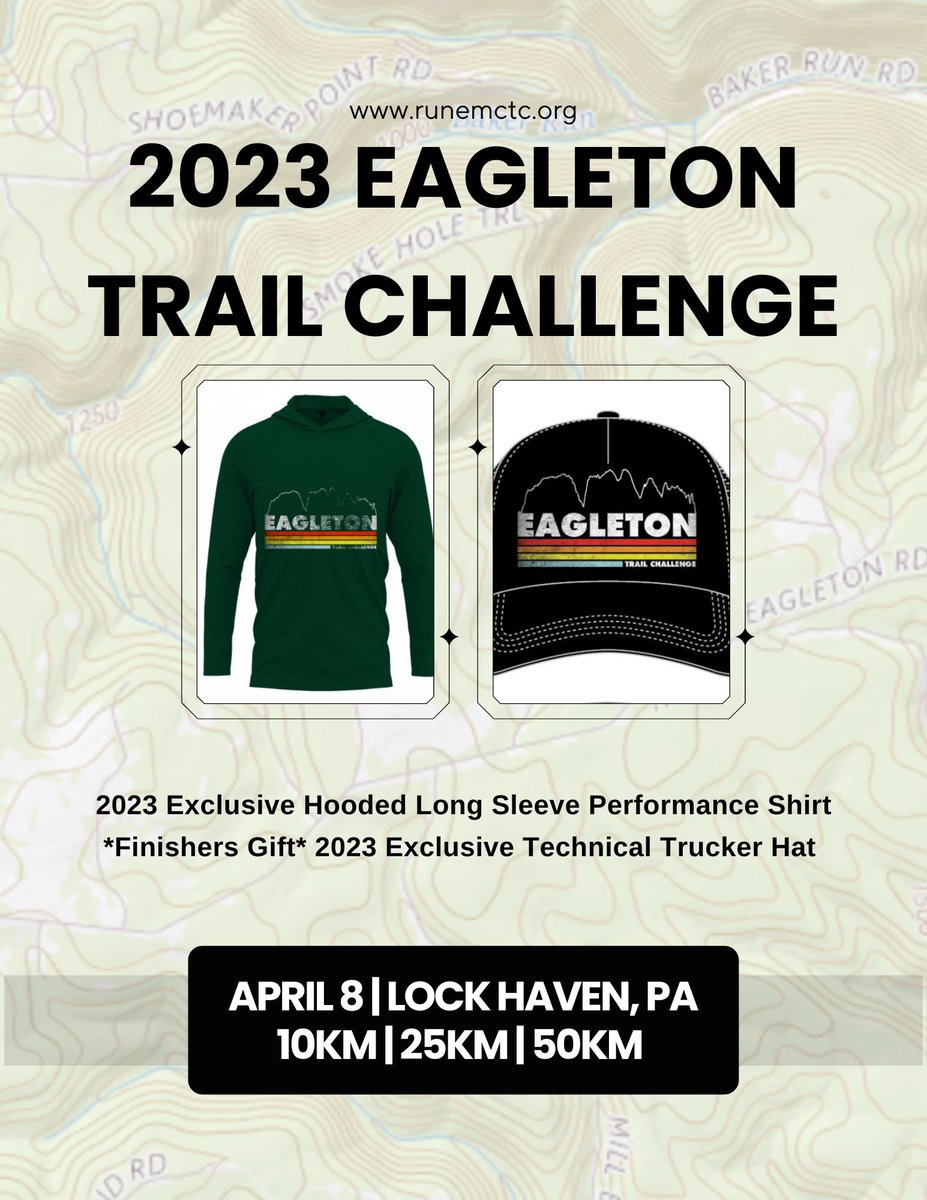 Search “Eagleton” on @ultrasignup Join us April 8th, register today! #trailrace #runpa #pawilds #howihammer #bocogear  #trailrunning #drdougs #floatingfeathersbrewing